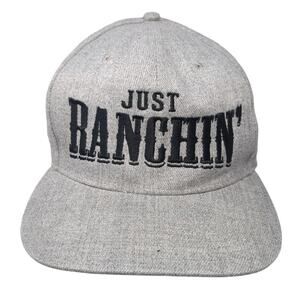 Just Ranchin' Snapback Hat Gray One Size Adjustable Embroidered Aloha